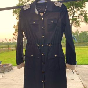 Calvin Klein Black and Cream Collared Dress